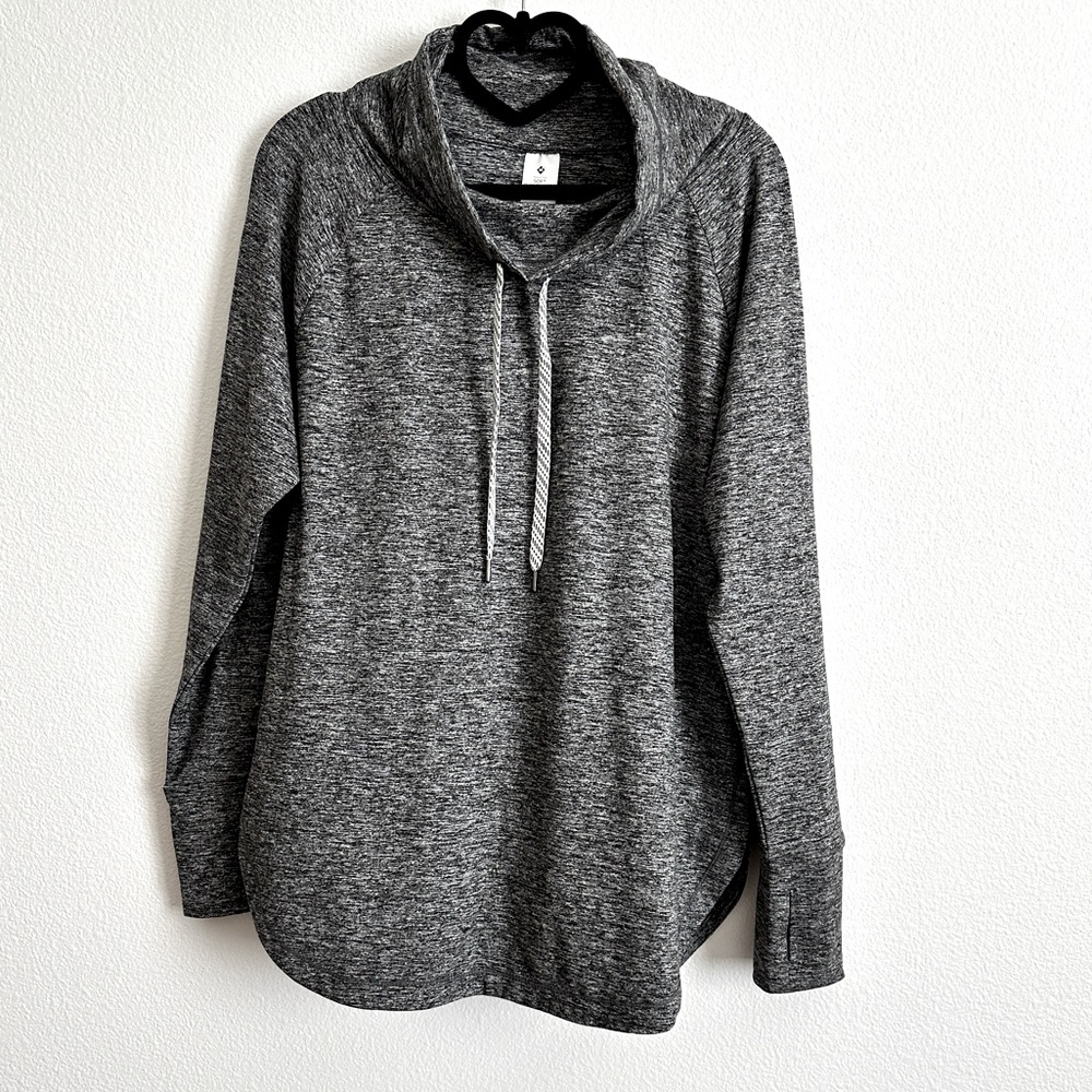 Member’s Mark Gray Funnel Neck Drawstring Round Hem Top Size M